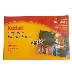 Kodak Anytime Picture Paper Soft Gloss • Inkject Printers 4"x6" 100 Sheets- NWT